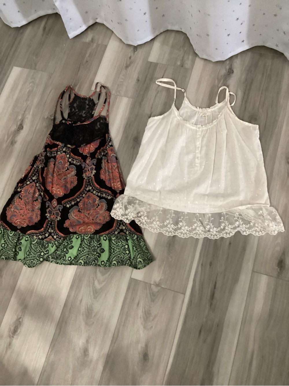 Boho Paisley Tank & White Eyelet Camisole - Two-Pack
